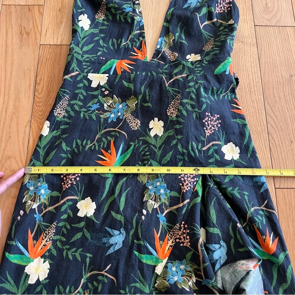 LPA Revolve Tropical Paradise Printed Linen Halter High Low Ruffle Dress Size S - Picture 8 of 9